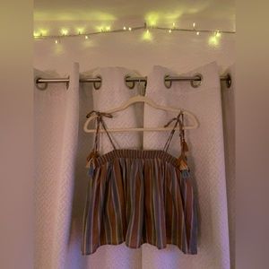 Storia Stripped Bell Crop Top Size Small